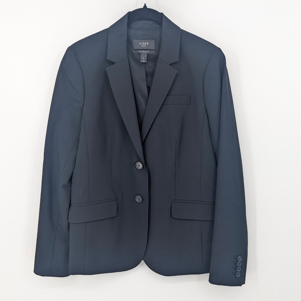 J.Crew Bi Stretch Wool Blend Blazer Womens 6 Black Jacket Corpcore Office Career